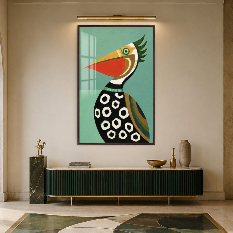 Artronauts Glass Print 12x18 cm | 4.7"x7.1" / Walnut Modern Pelican Glass Wall Art