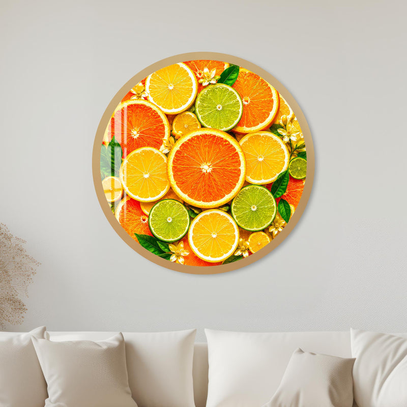 Vibrant Citrus Medley with gold frame