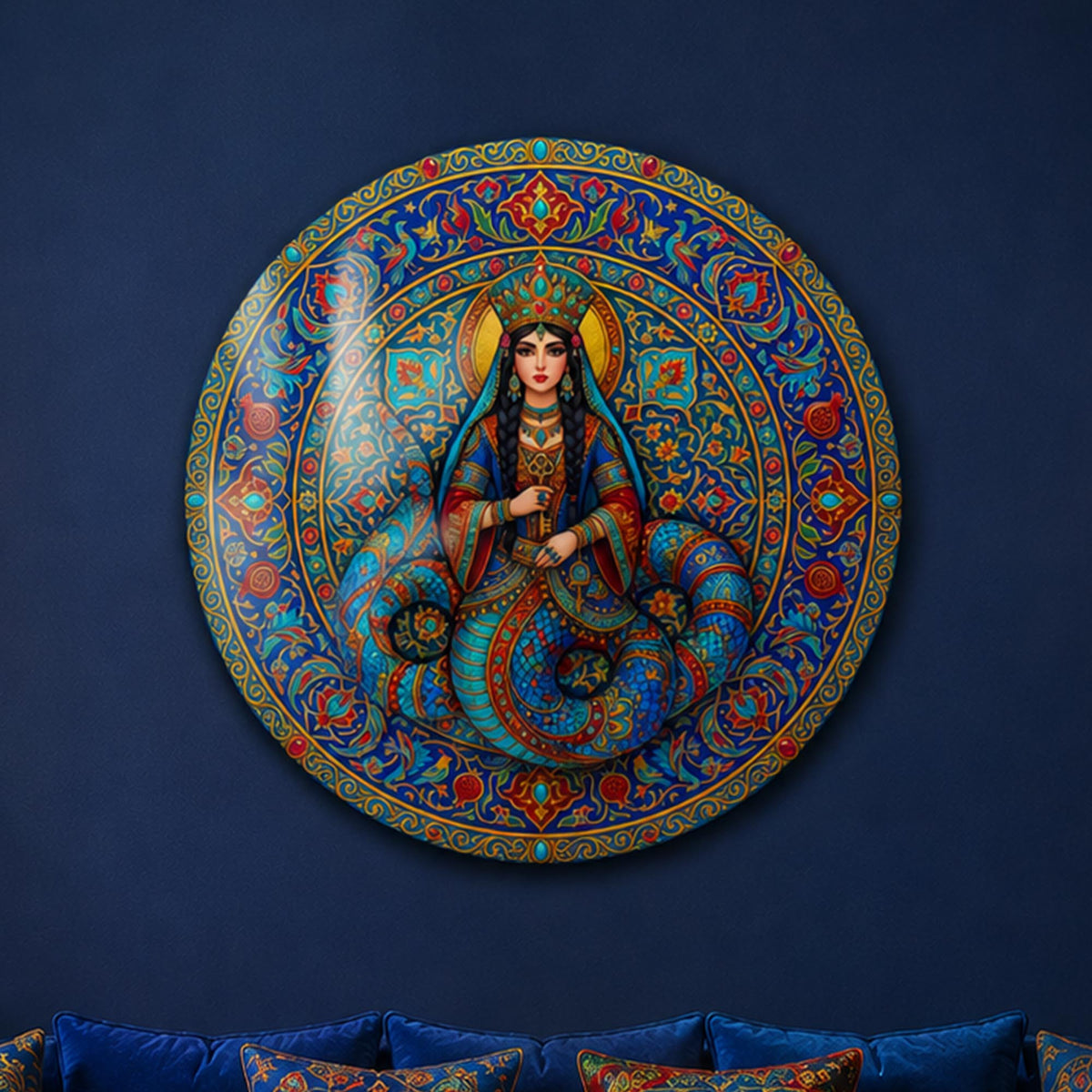 Anatolian Mosaic Muse — tempered glass, ultra HD print, ready to hang