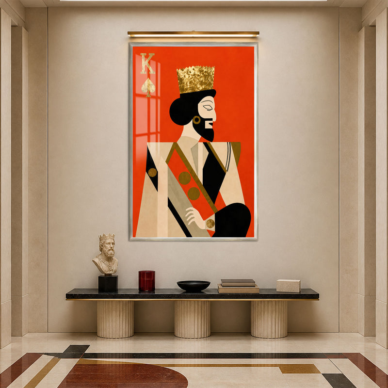 Artronauts Glass Print 12x18 cm | 4.7"x7.1" / Silver King Of Spades Glass Wall Art