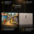 Village Market Day — tempered glass, ultra HD print, ready to hang