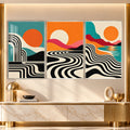 Retro Sunset with silver frame