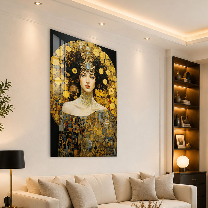 Artronauts Glass Print Golden Mosaic Muse Glass Wall Art