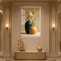 Artronauts Glass Print 12x18 cm | 4.7"x7.1" / Silver Golden Fruit Still Life Glass Wall Art