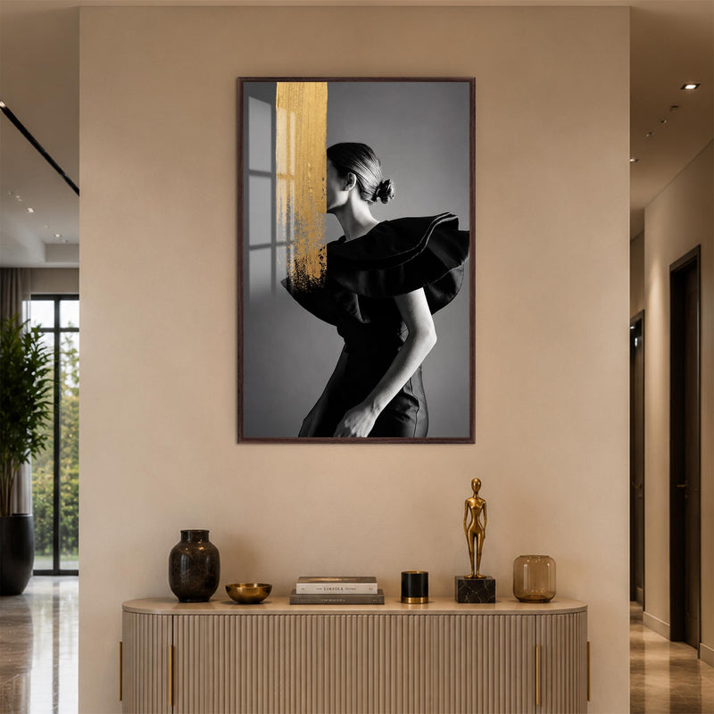 Golden Veil with walnut frame