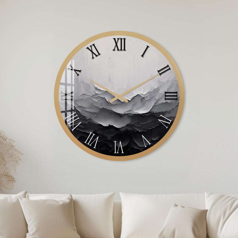 Monochrome Textured Waves with gold frame