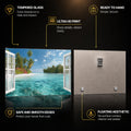 Tropical Window Escape — tempered glass, ultra HD print, ready to hang