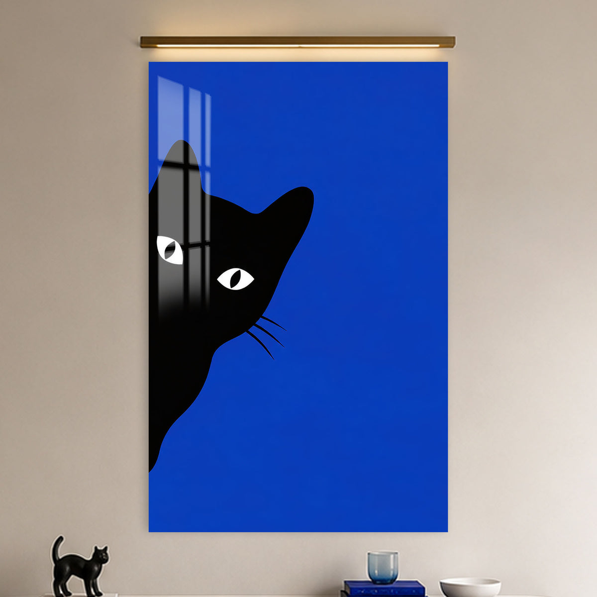 Curious Black Cat in a modern room