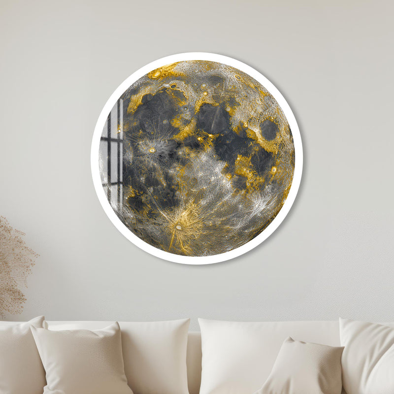 Gilded Lunar Surface with white frame