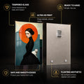 Lady With White Cat — tempered glass, ultra HD print, ready to hang