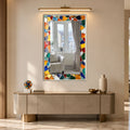 Vibrant Mosaic Glass with white frame