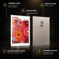 Kusama Radiant Circles — tempered glass, ultra HD print, ready to hang