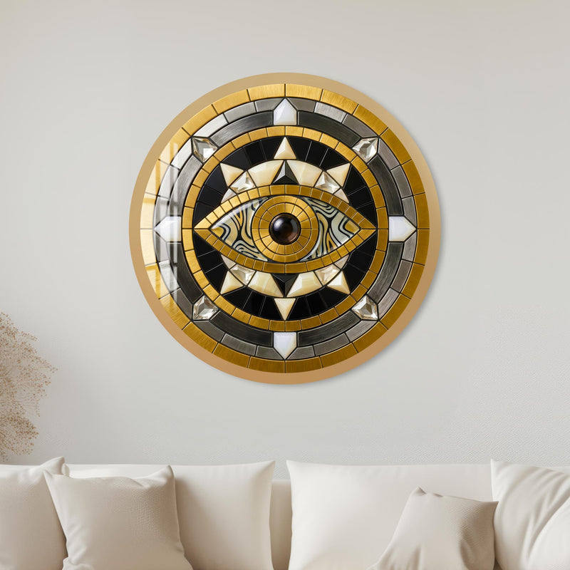 Art Deco Metallic Evil Eye with gold frame