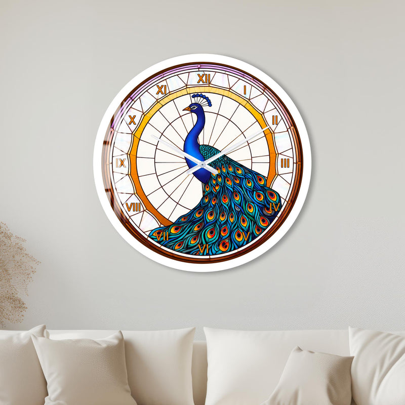 Stained Glass Peacock with white frame