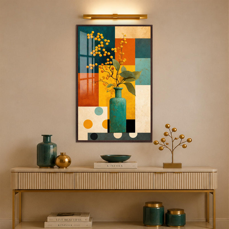 Golden Berry Still Life with walnut frame