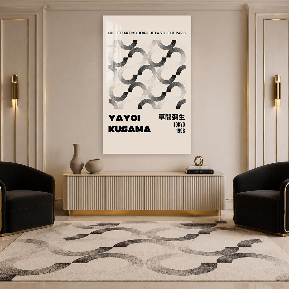 Artronauts Glass Print Yayoi Kusama Retro Poster Vertical Glass Wall Art