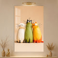 Three Curious Cats in a modern room