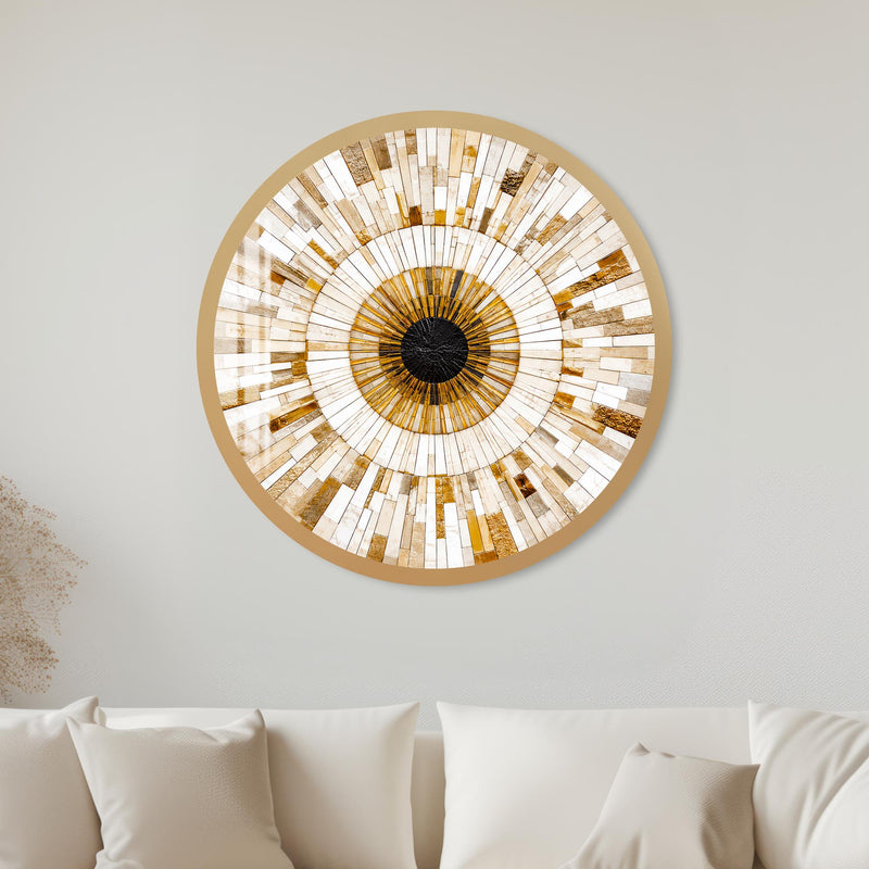 Golden Mosaic Sunburst with gold frame