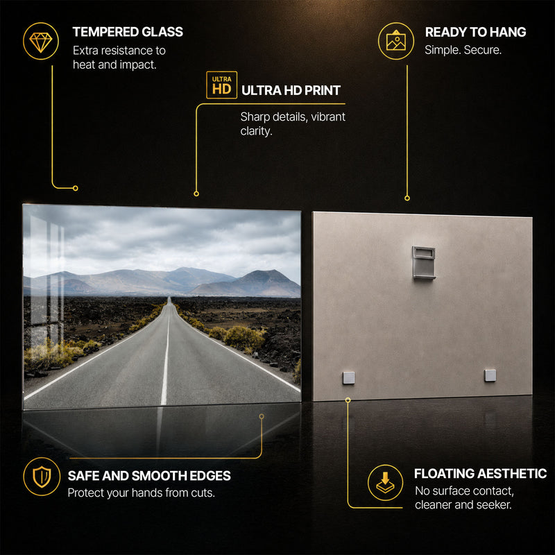 Road Through Lava — tempered glass, ultra HD print, ready to hang