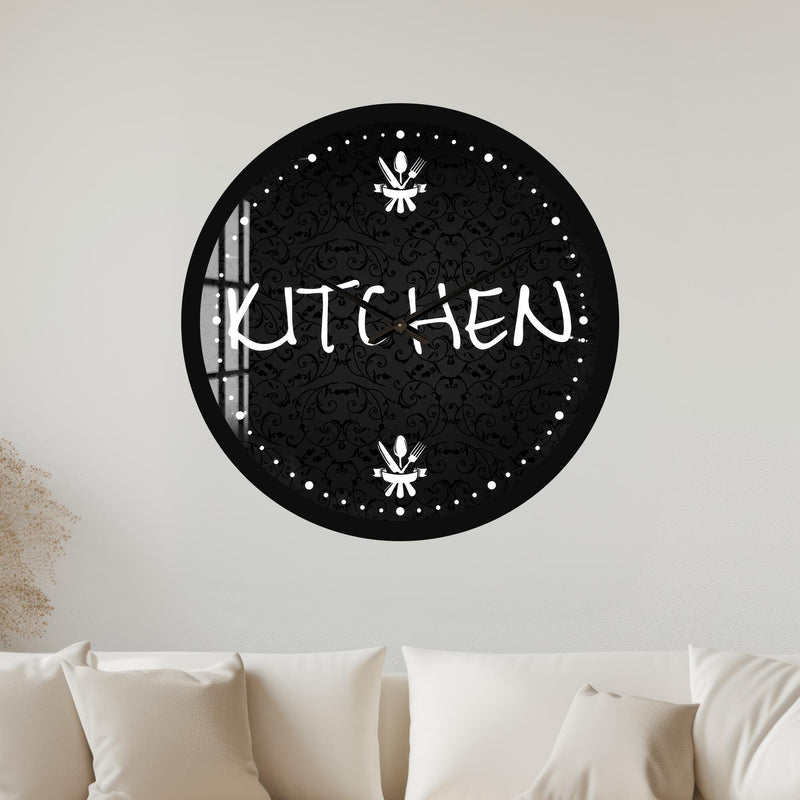 Monochrome Kitchen Script with black frame