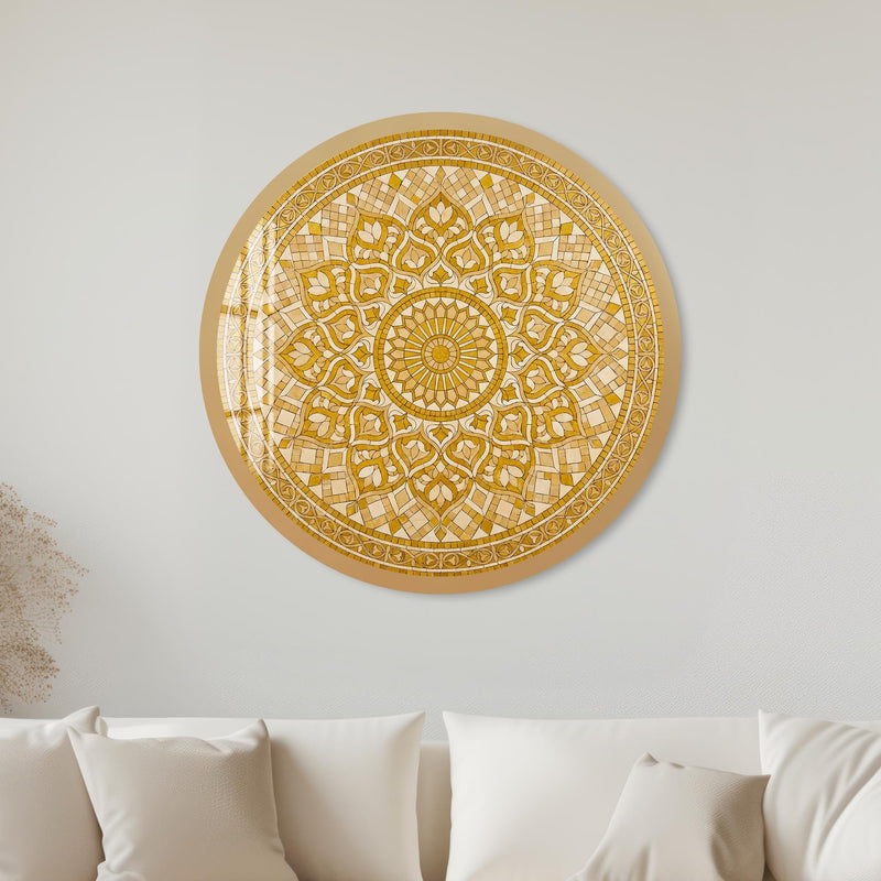 Moroccan Zellige Star Mosaic with gold frame