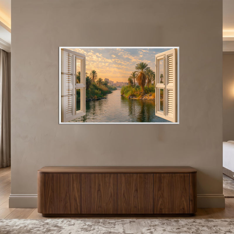 Palm River Sunset with white frame