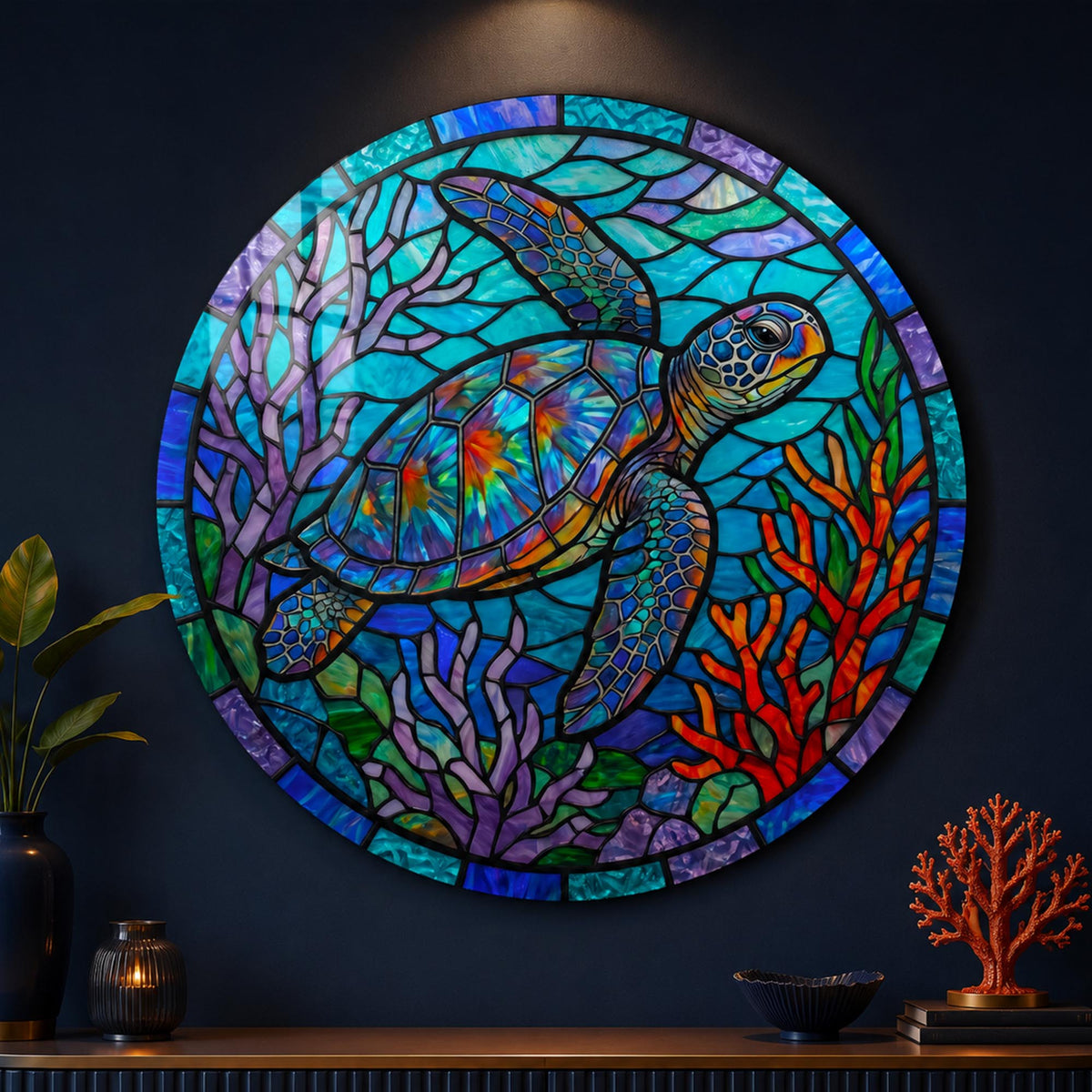 Rainbow Sea Turtle in a modern room