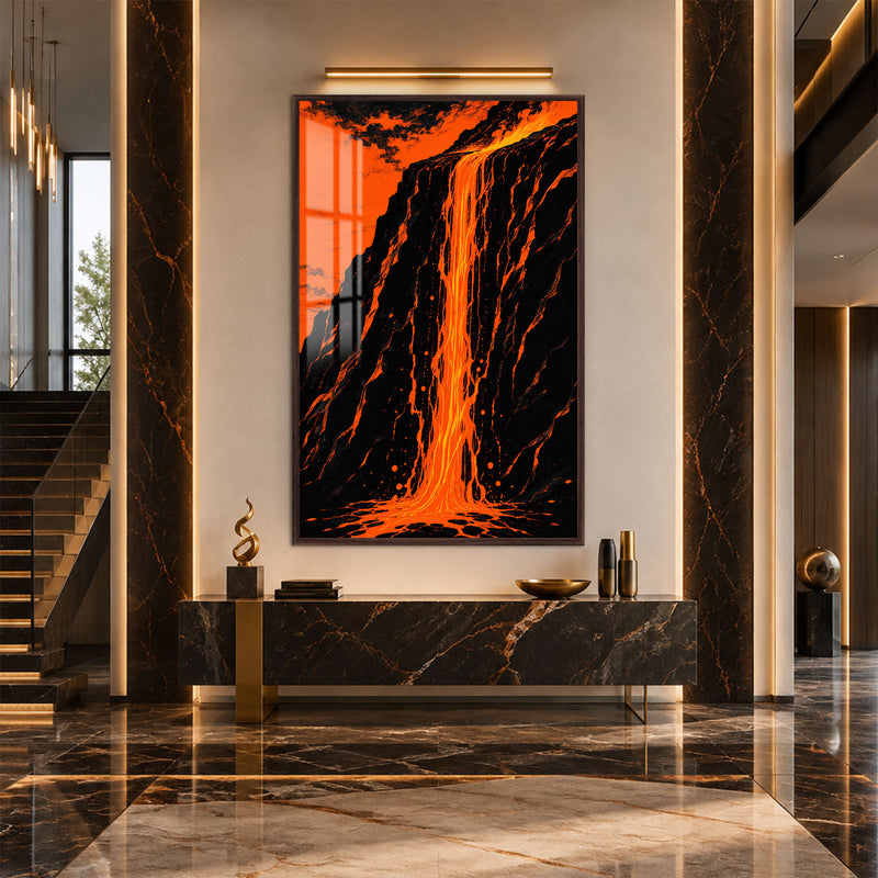 Molten Lava Falls with walnut frame