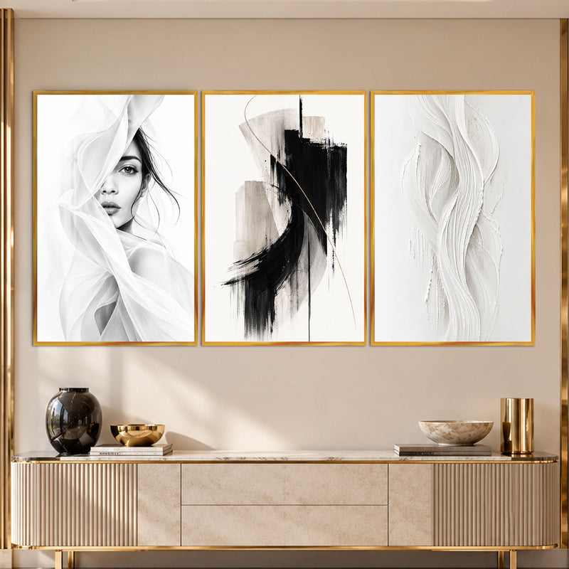 Veiled Elegance with gold frame