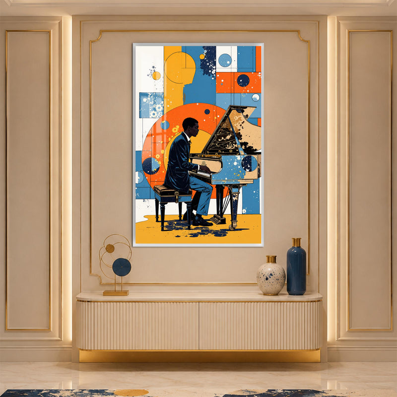 Modern Jazz Pianist with white frame