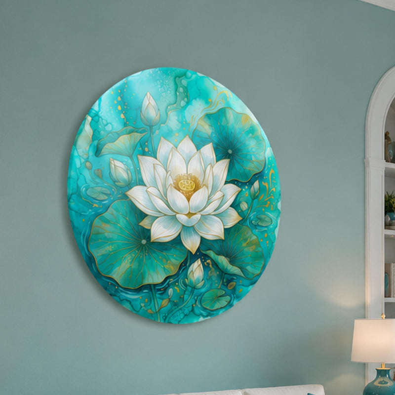 Turquoise Lotus close-up angled detail