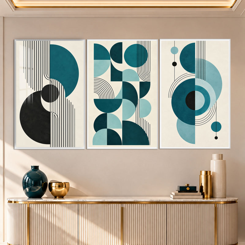 Teal Geometric with white frame