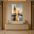 Golden Abstract Waterfront with gold frame