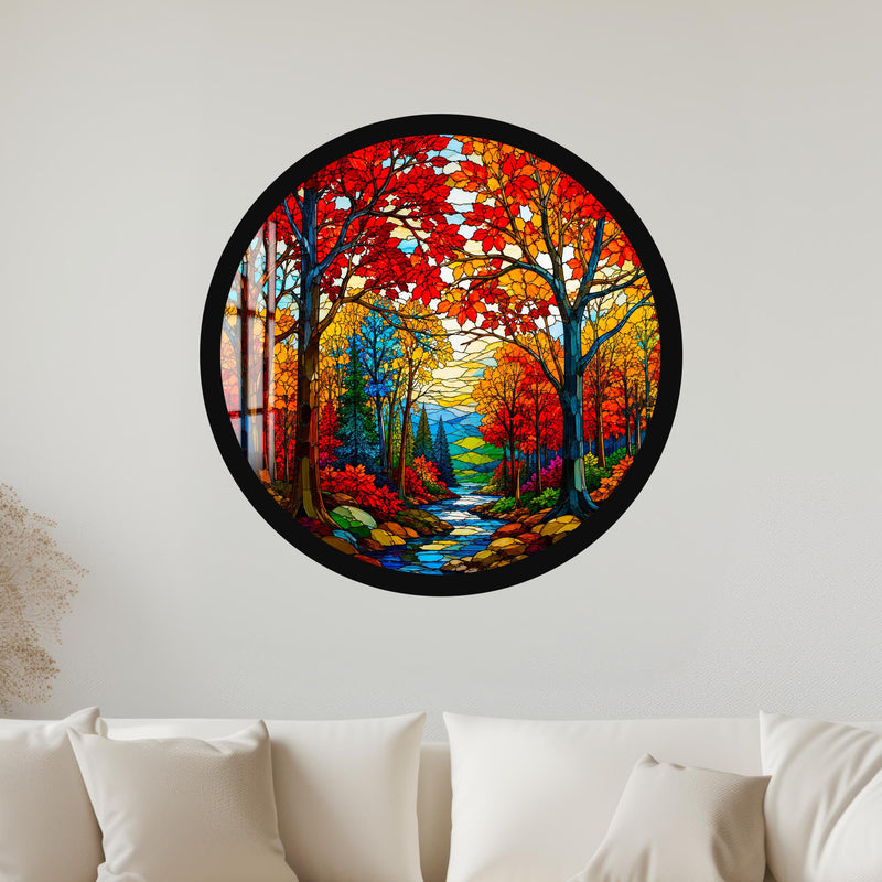 Autumn Forest Stream with black frame