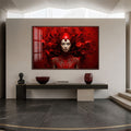 Artronauts Glass Print 18x12 cm | 7.1"x4.7" / Walnut Crimson Floral Empress Glass Wall Art
