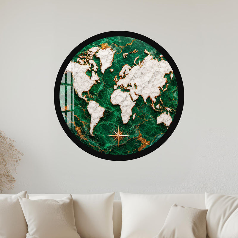 Emerald Marble World with black frame