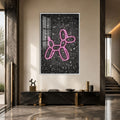 Artronauts Glass Print 12x18 cm | 4.7"x7.1" / White Neon Balloon Dog Glass Wall Art