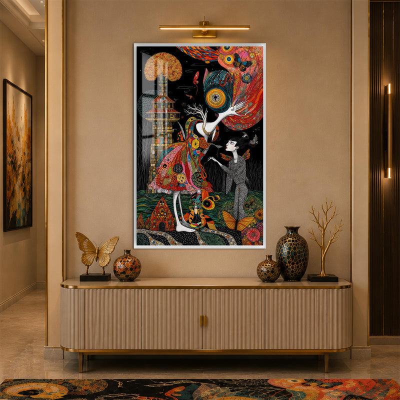 Enchanted Midnight Garden with white frame