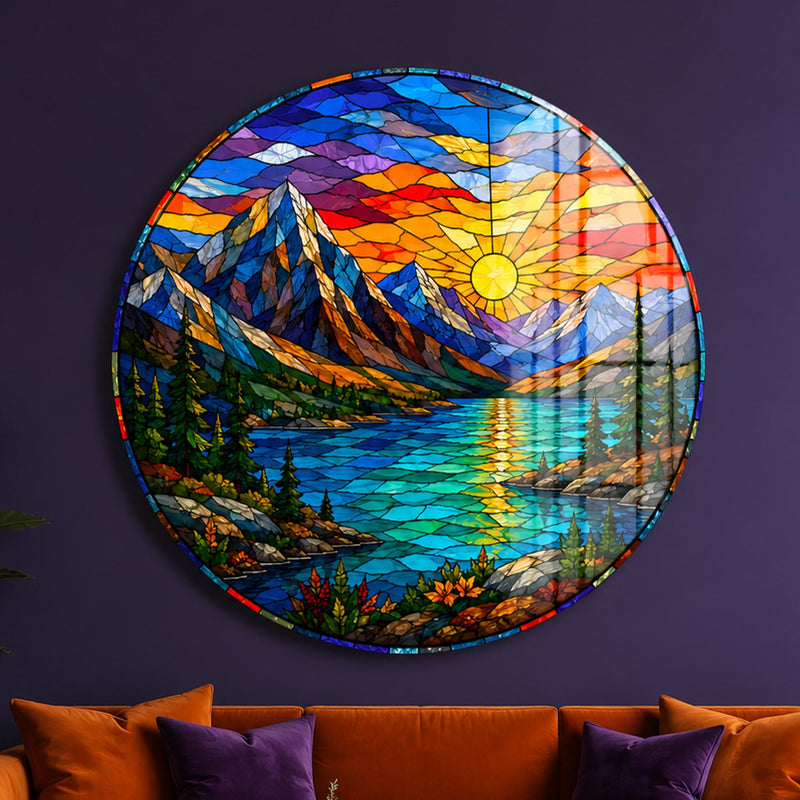 Stained Glass Mountain Sunset lifestyle view