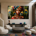 Artronauts Glass Print Peacock Queen Portrait Glass Wall Art