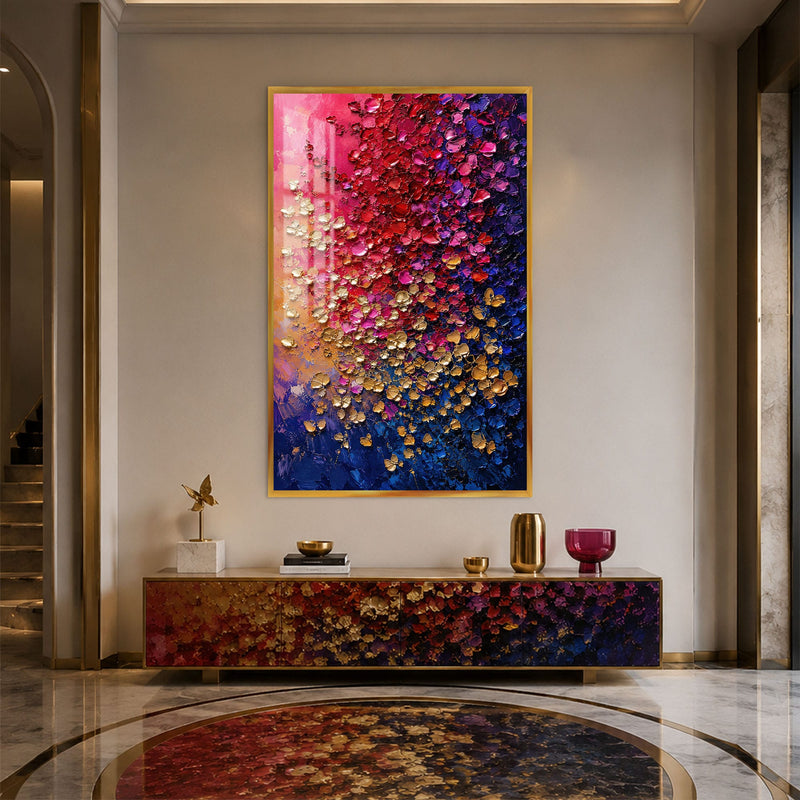 Artronauts Glass Print 12x18 cm | 4.7"x7.1" / Gold Chromatic Petal Cascade Glass Wall Art