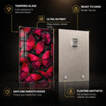 Crimson Butterfly Garden — tempered glass, ultra HD print, ready to hang