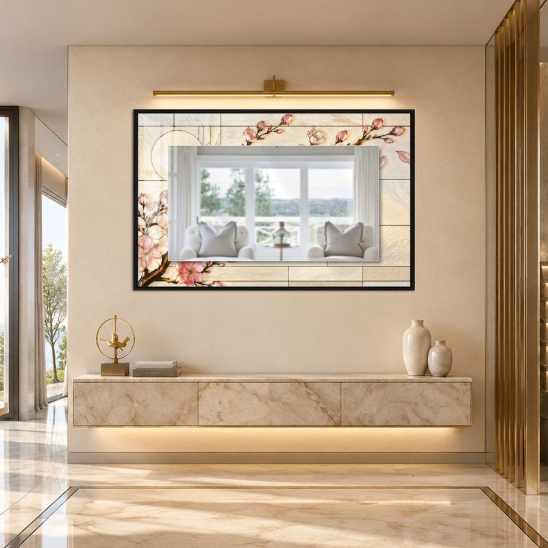 Blushing Blossom Serenity with black frame