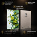 Emerald Dragon Blossoms — tempered glass, ultra HD print, ready to hang