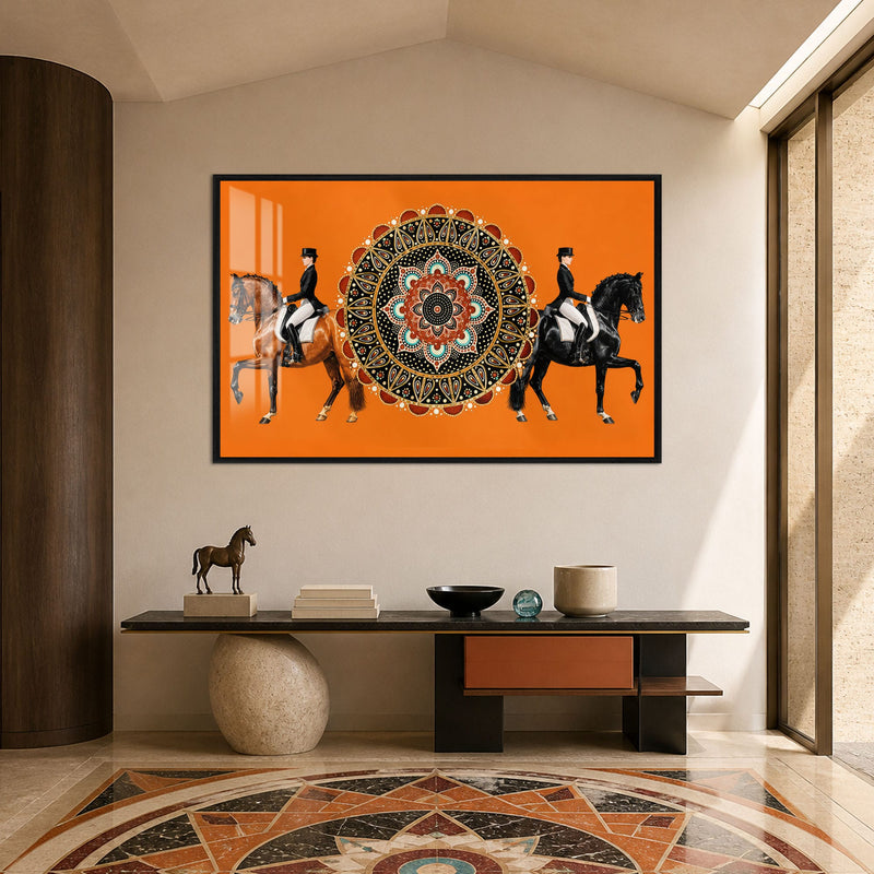 Mandala Equestrian Pair with black frame