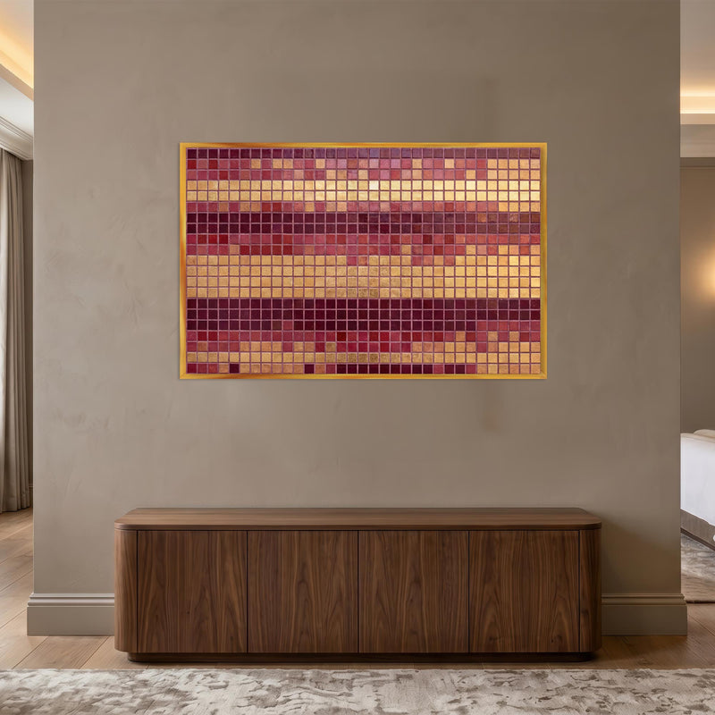 Crimson Mosaic Rhythm with gold frame
