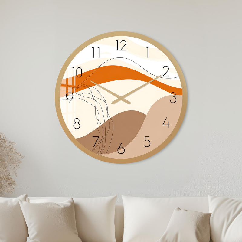Abstract Terracotta Waves with gold frame