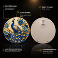 Regal Peacock Garden — tempered glass, ultra HD print, ready to hang