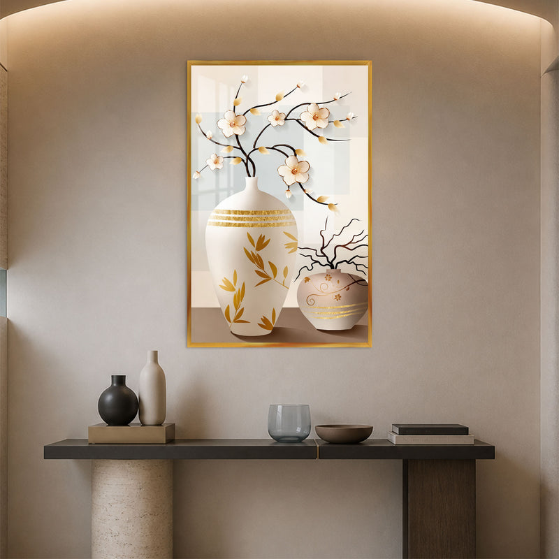 Golden Blossom Vases with gold frame