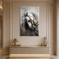 Jeweled White Horse with silver frame
